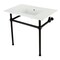 Kingston Brass 37 Console Sink with Brass Legs Single Faucet Hole, WhiteMatte Black KVBH37227MB - alternate 1